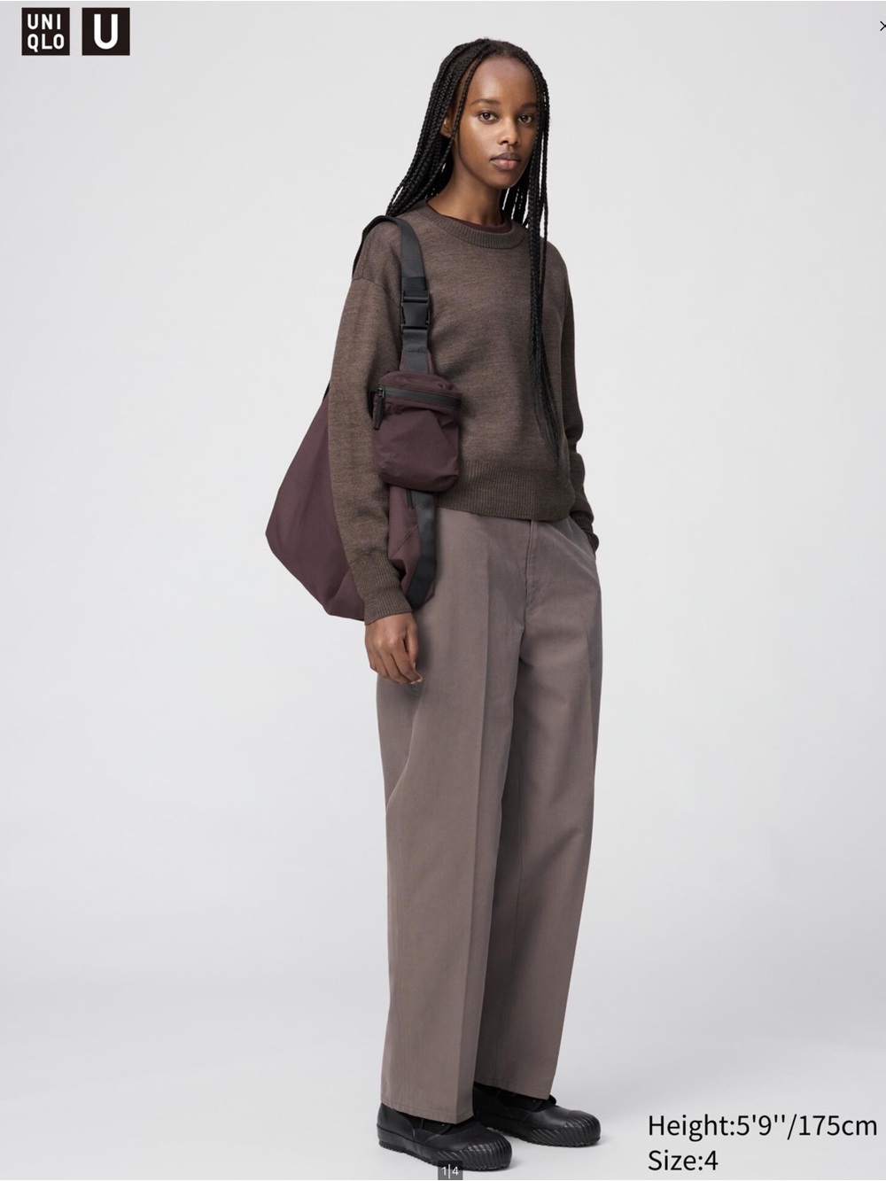 Wide-Leg Chino Pants in Taupe Brown